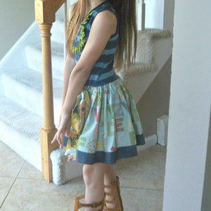 Girls Custom Boutique Back To School Alphabet Dress Mustard Pie Fabric Size 6